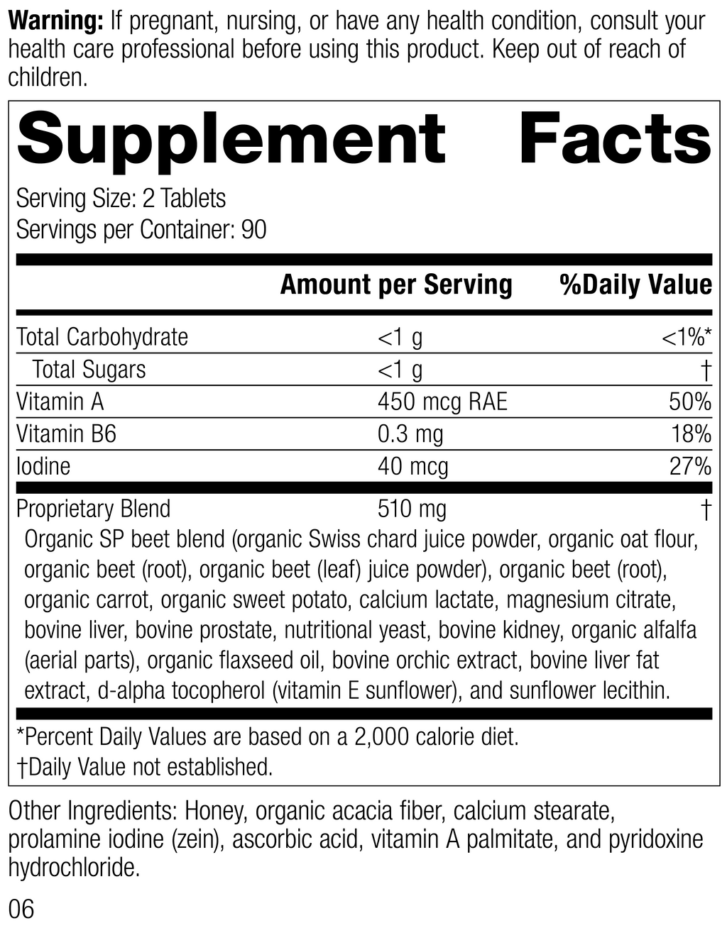 Standard Process A-F Betafood